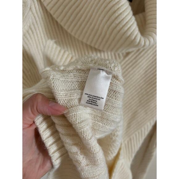 Ann Taylor Sweater Women's Small Cream Alpaca Wool Blend Turtleneck Heavy Knit - Picture 7 of 8